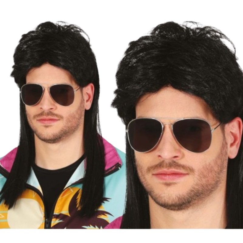 Black Mullet Wig