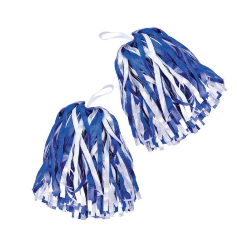 Blue and White Pom Pom - 1 pair