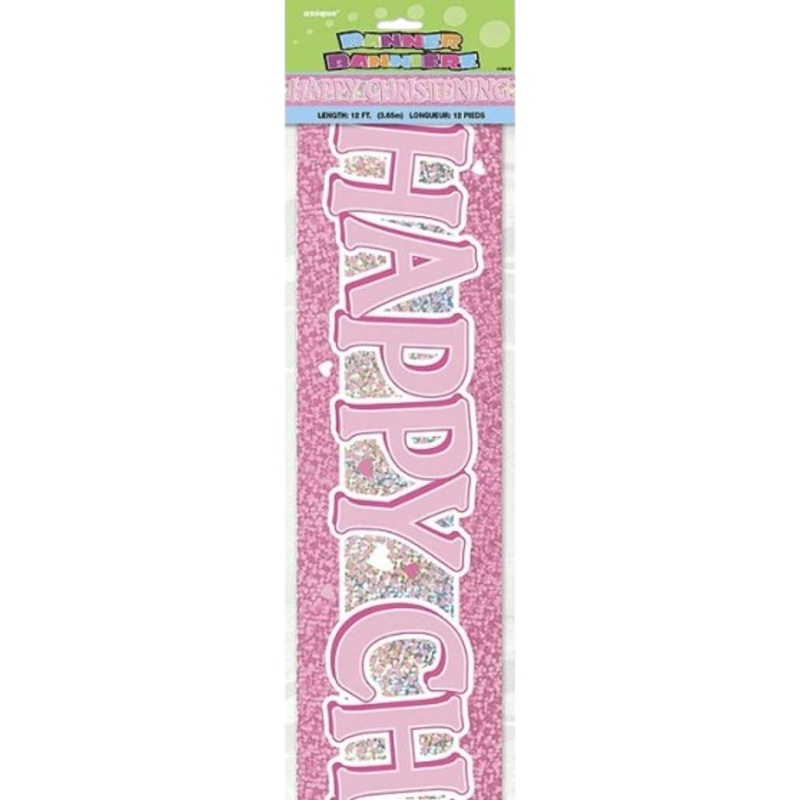 Pink Christening Banner