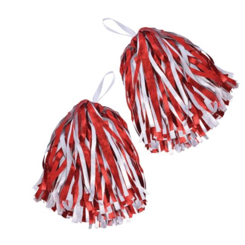 Red and White Pom Pom - 1 pair