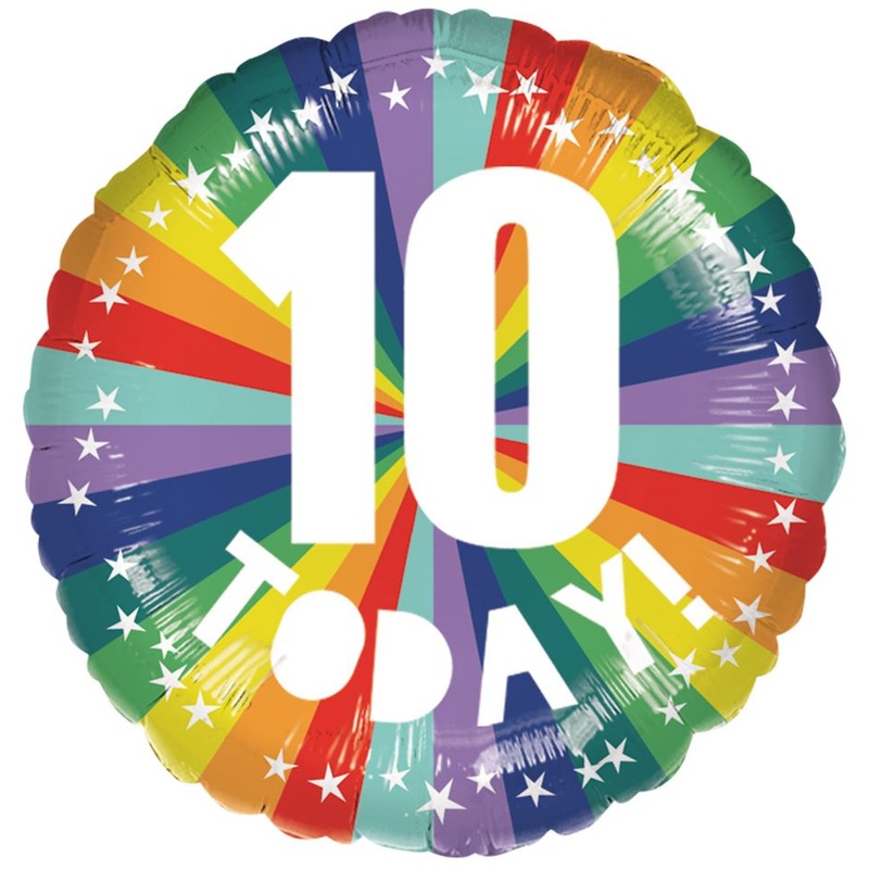 10th Birthday Rainbow Balloon - 17"