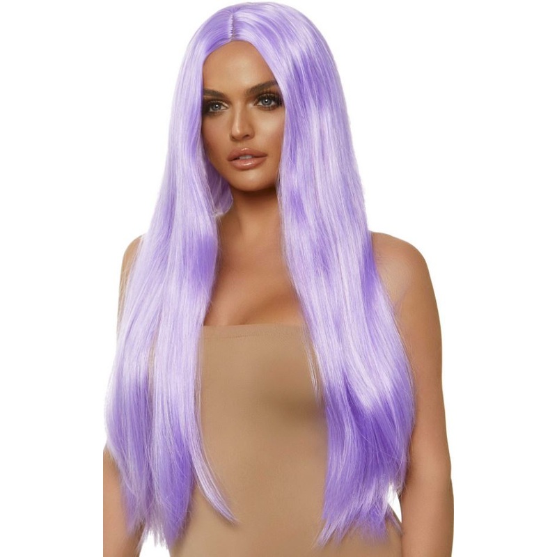 Long Straight Centre Part Wig - Lavender