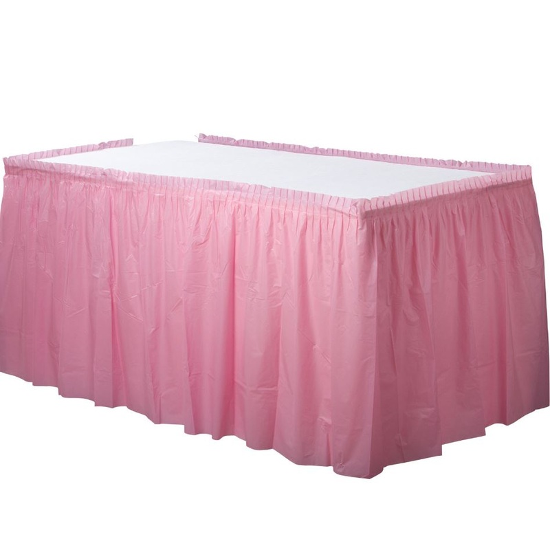 Baby Pink Plastic Table skirts