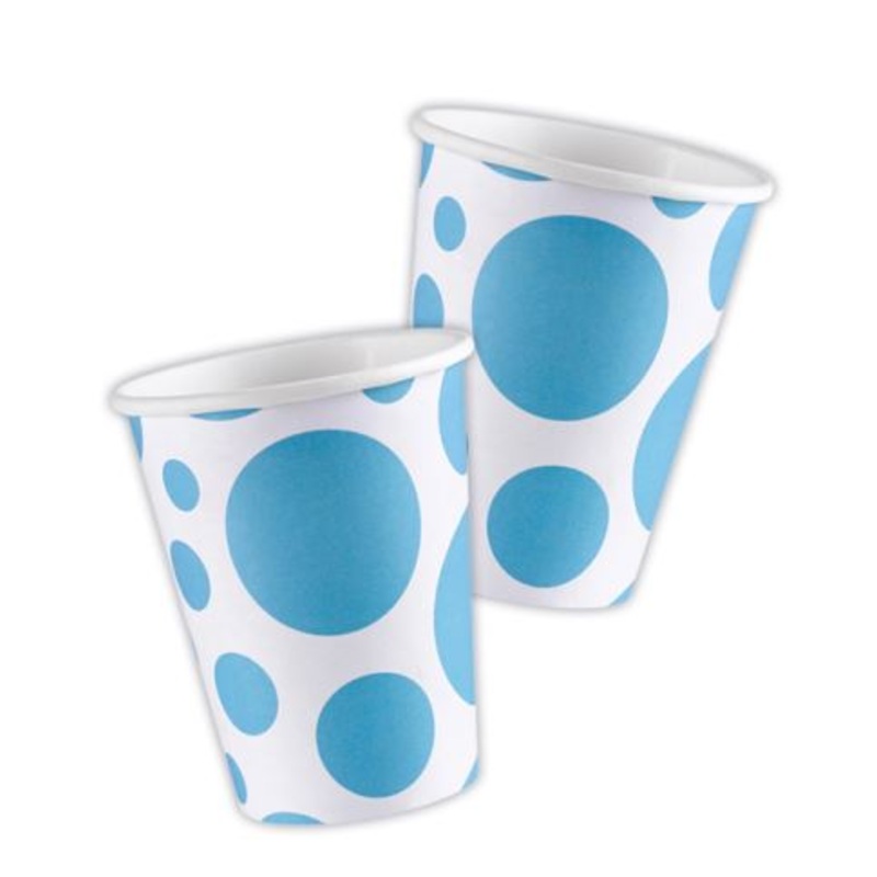 Caribbean Blue Dots Paper Cups - 8 pack