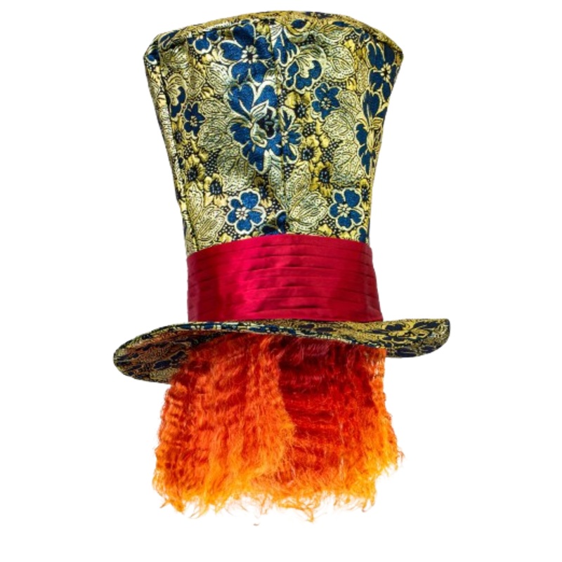 Crazy Hatter Top Hat with Hair