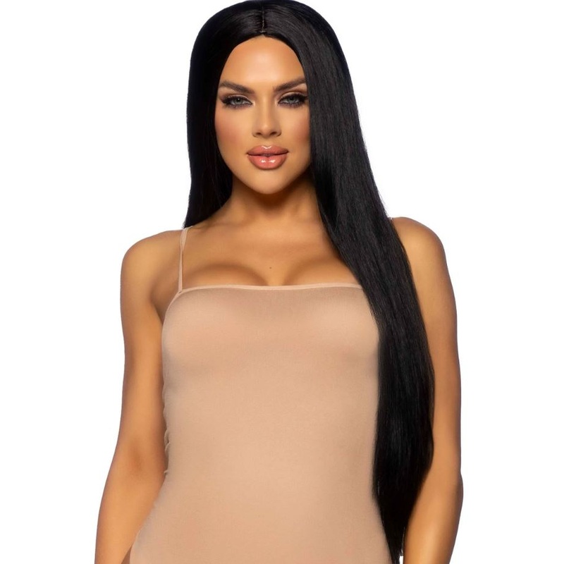 Long Straight Centre Part Wig - Black