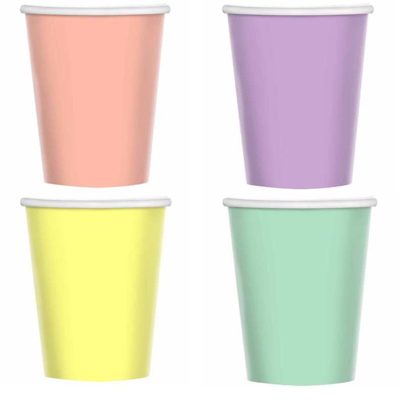 Mixed Colour Pastel Paper Cups - 8 pack