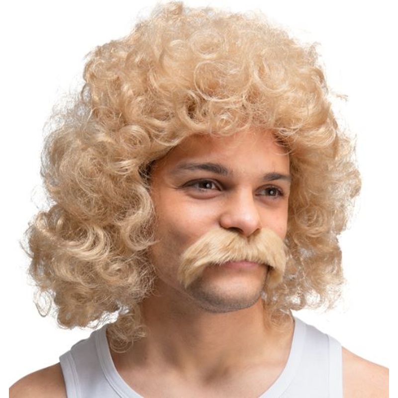 Perm Wig With Tash - Blonde