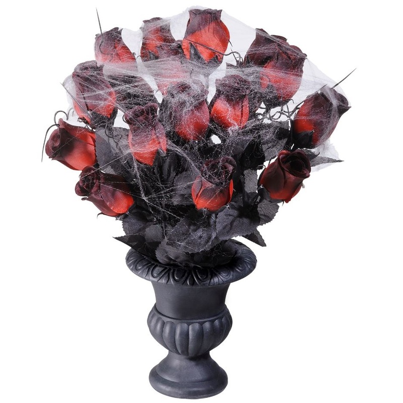 Vase with Red Roses & Spider Webs