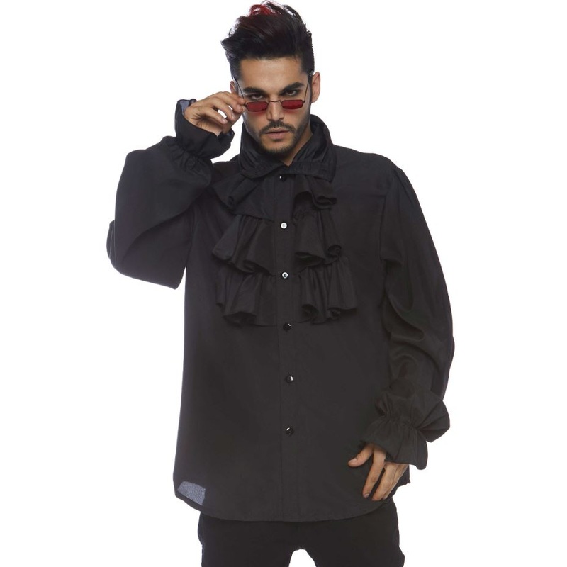 Black Ruffle Front Shirt