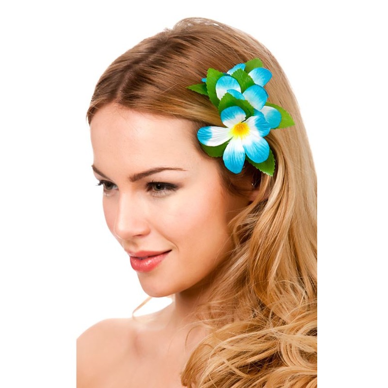 Hawaiian Hair Clip Flower - Sky Blue