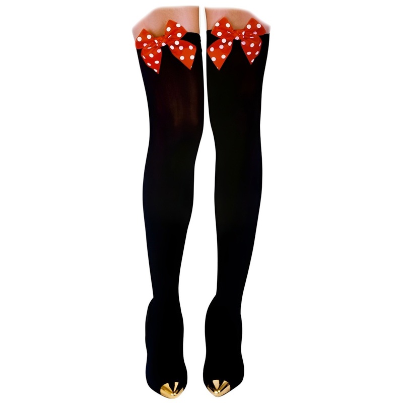 Red Polka Dot Bow Thigh Highs - Teen