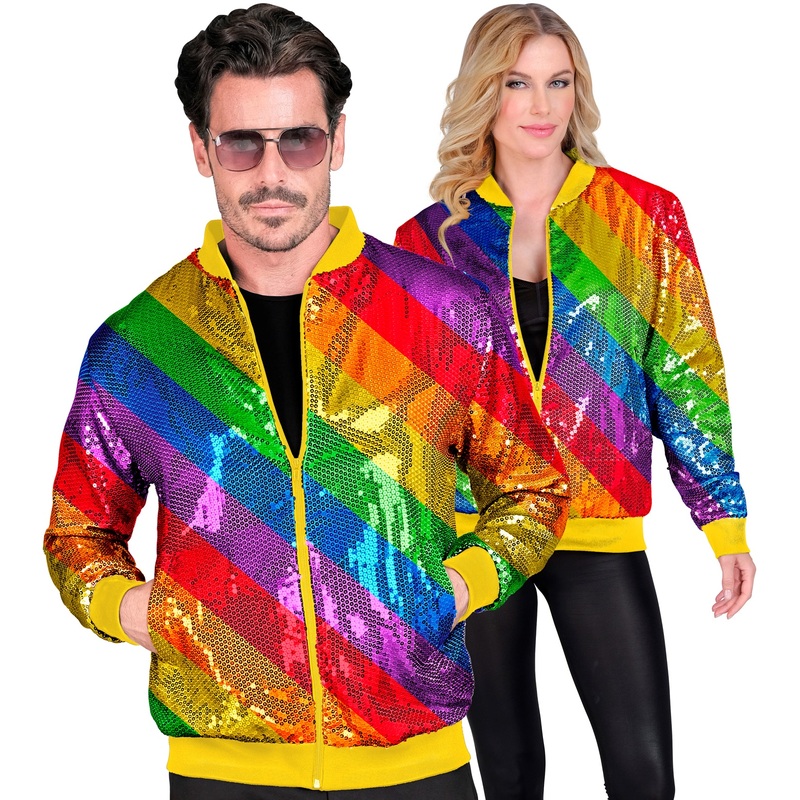 Unisex Rainbow Sequin Bomber Jacket