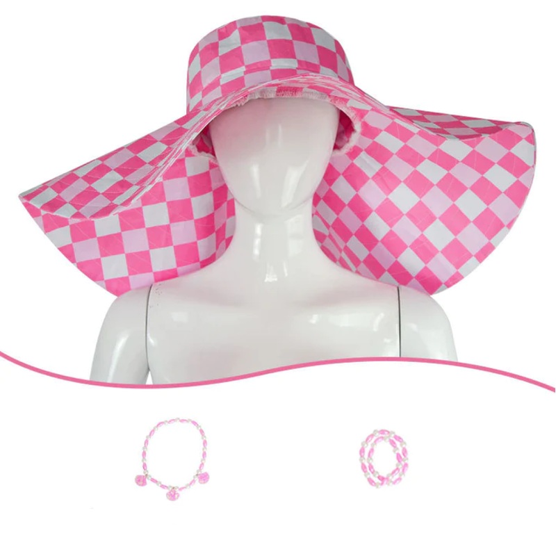 Pink Hat, Necklace and Bracelet Set