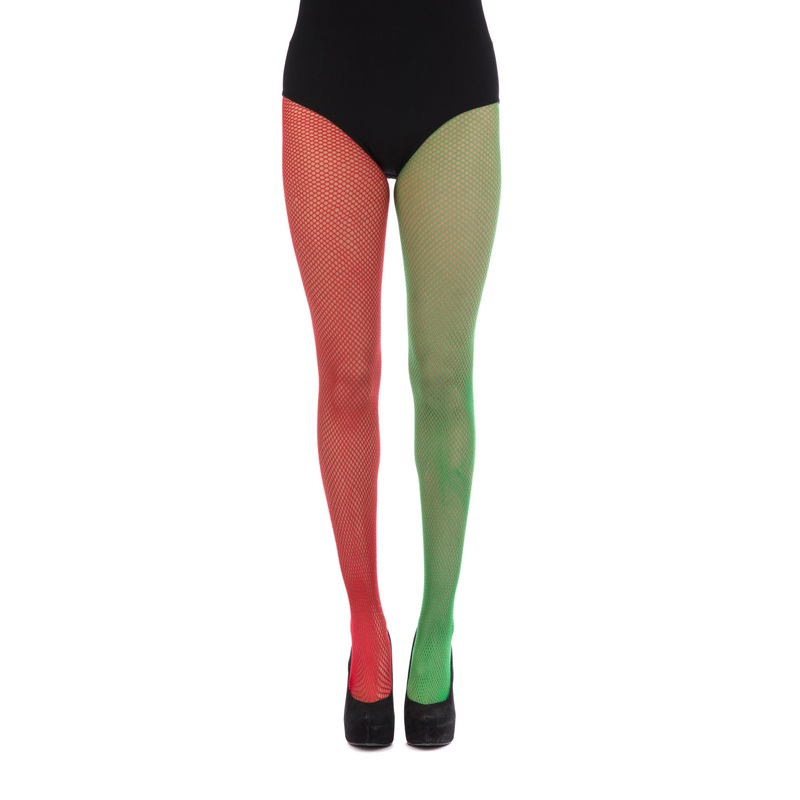 Green & Red Fishnet Tights
