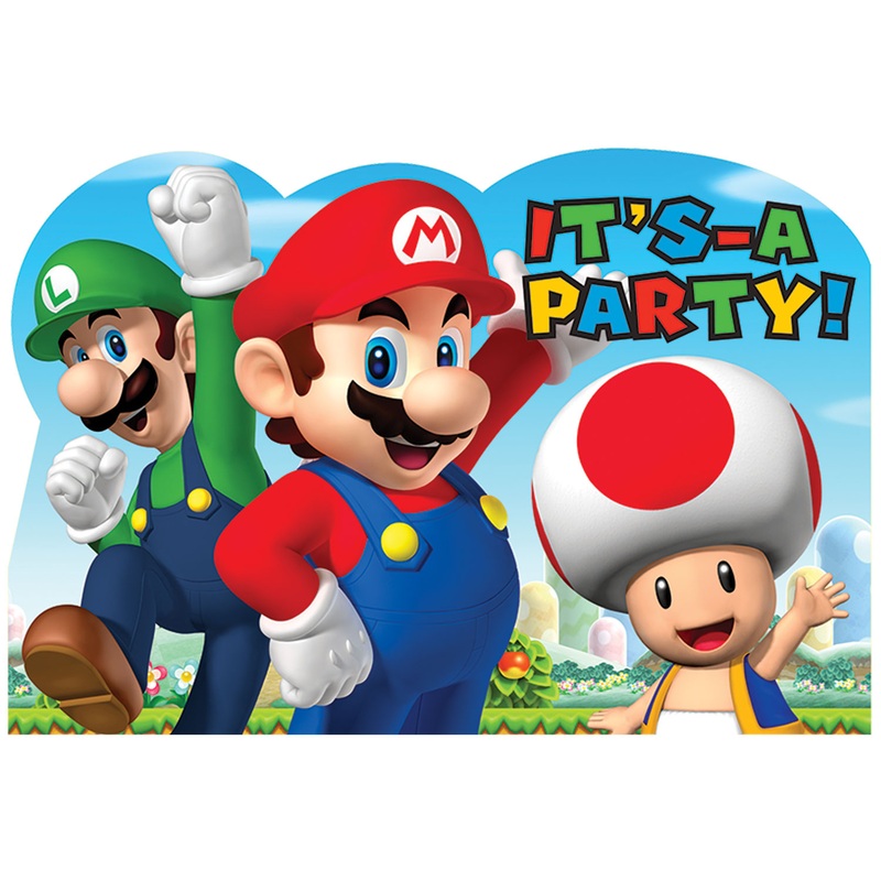 Super Mario Invitation Postcards - 8 Pack