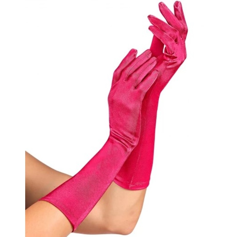Elastane Satin Gloves- Pink