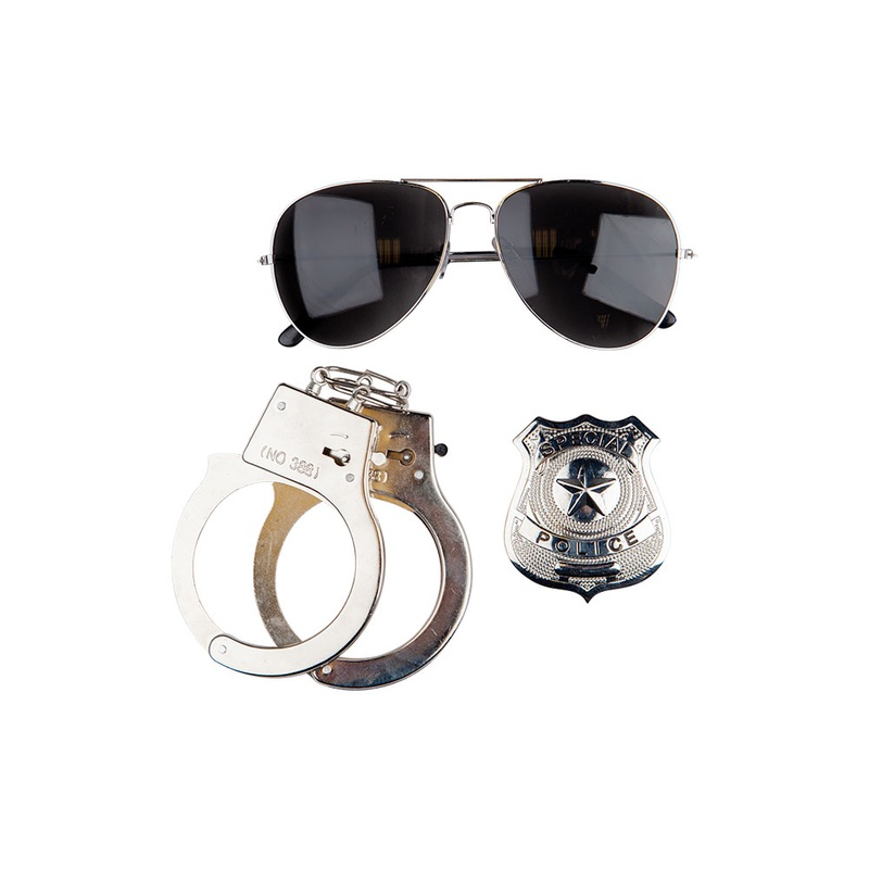 Instant Cop Set - Cuffs, Badge, Glasses