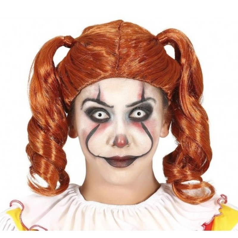 Redhead Clown Pigtail Wig For Adults