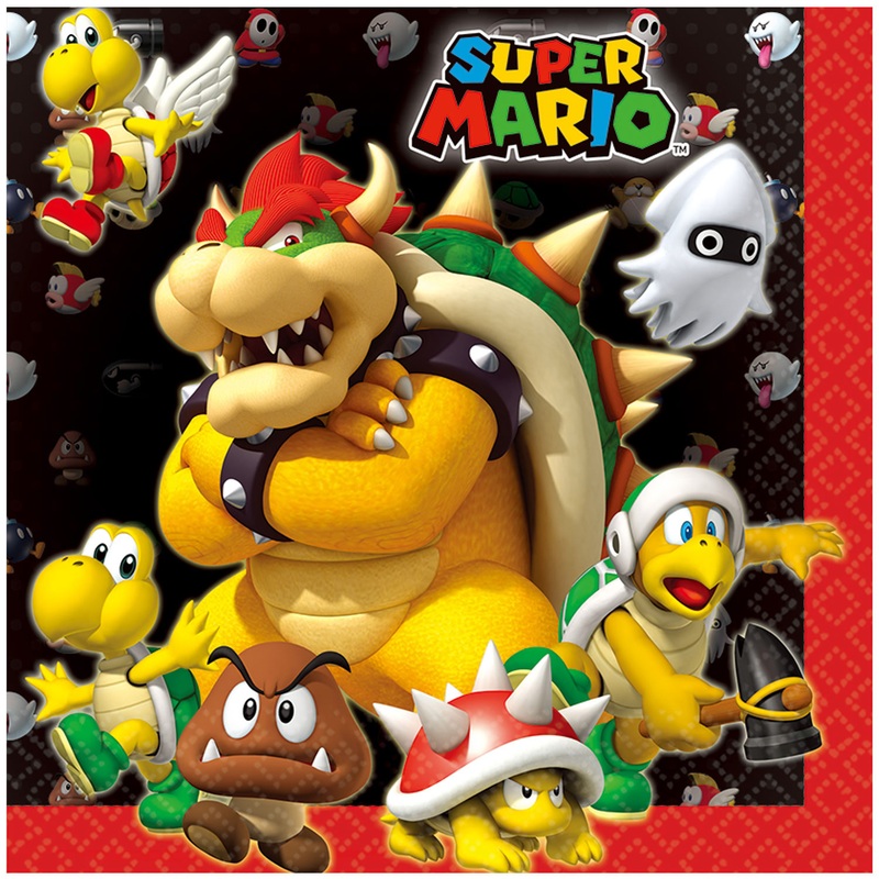 Super Mario Luncheon Napkins 33cm - 16 pack