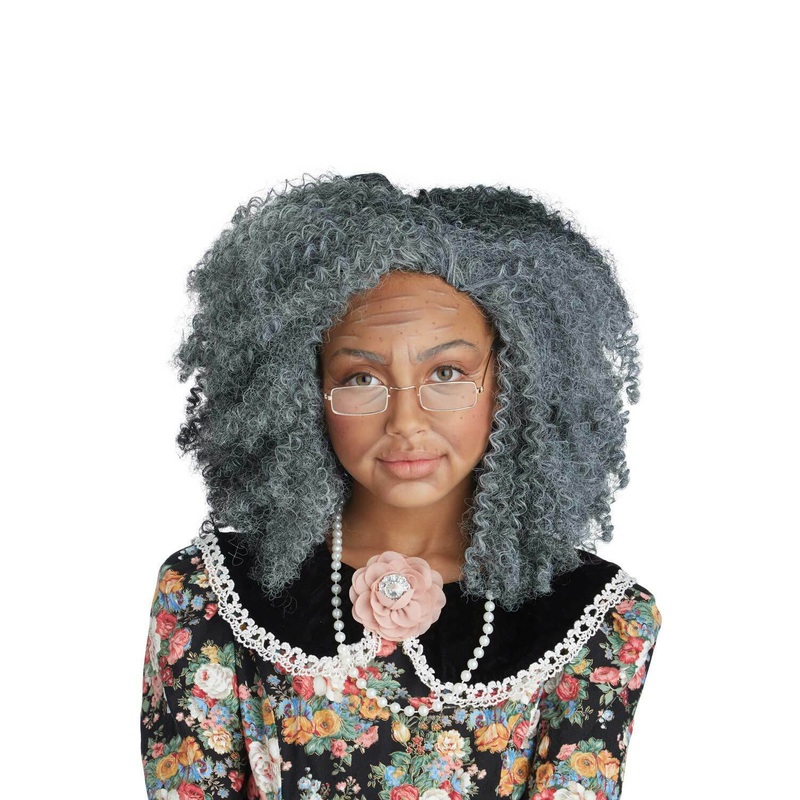 Fancy Nana Wig, Necklace and Brooch - Kids