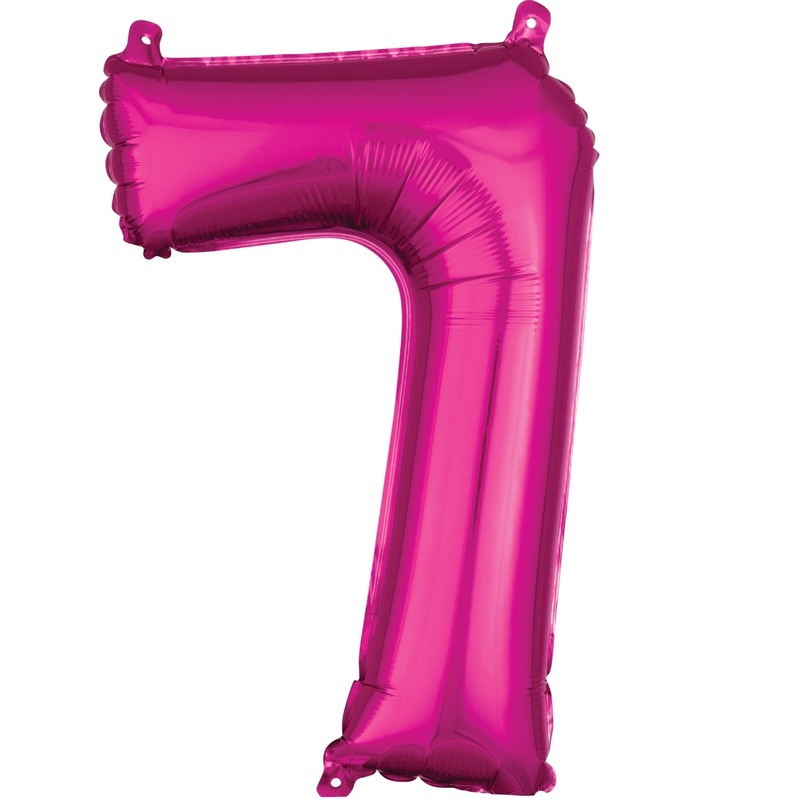 16'' Number 7 Pink Air Fill Balloon