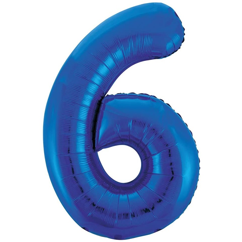 34'' Blue Numbered Foil Balloon #6