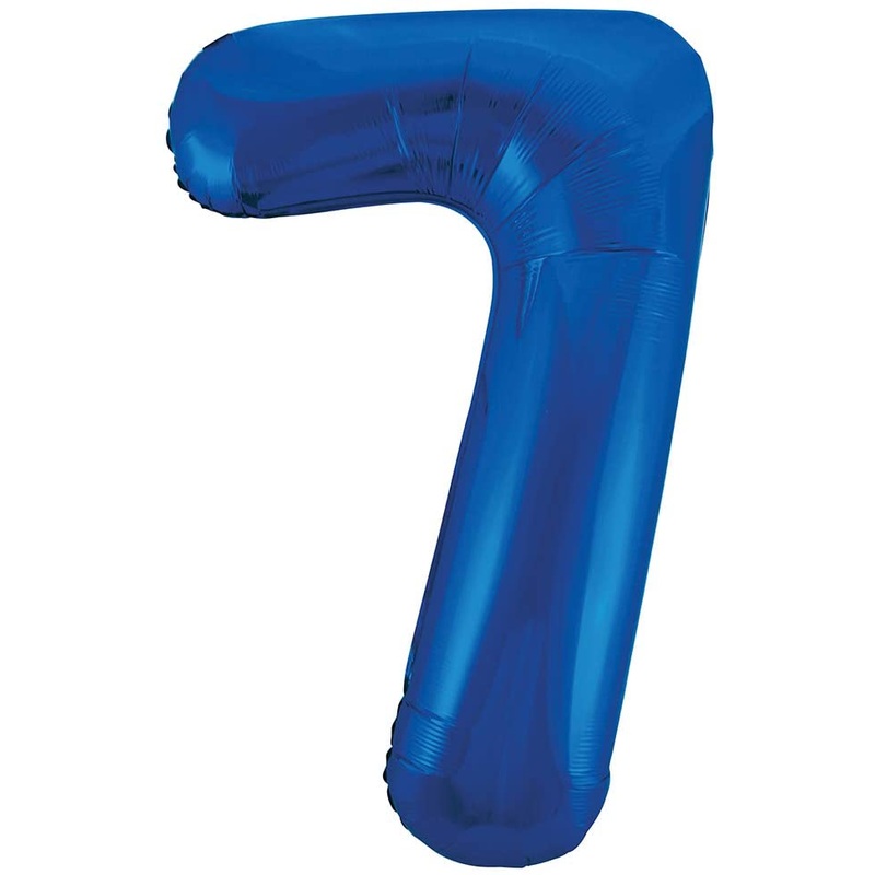 34'' Blue Numbered Foil Balloon #7
