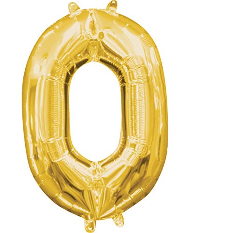 16 Number 0 Gold Air Fill Balloon