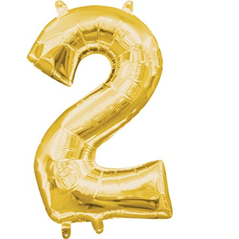 16 Number 2 Gold Air Fill Balloon