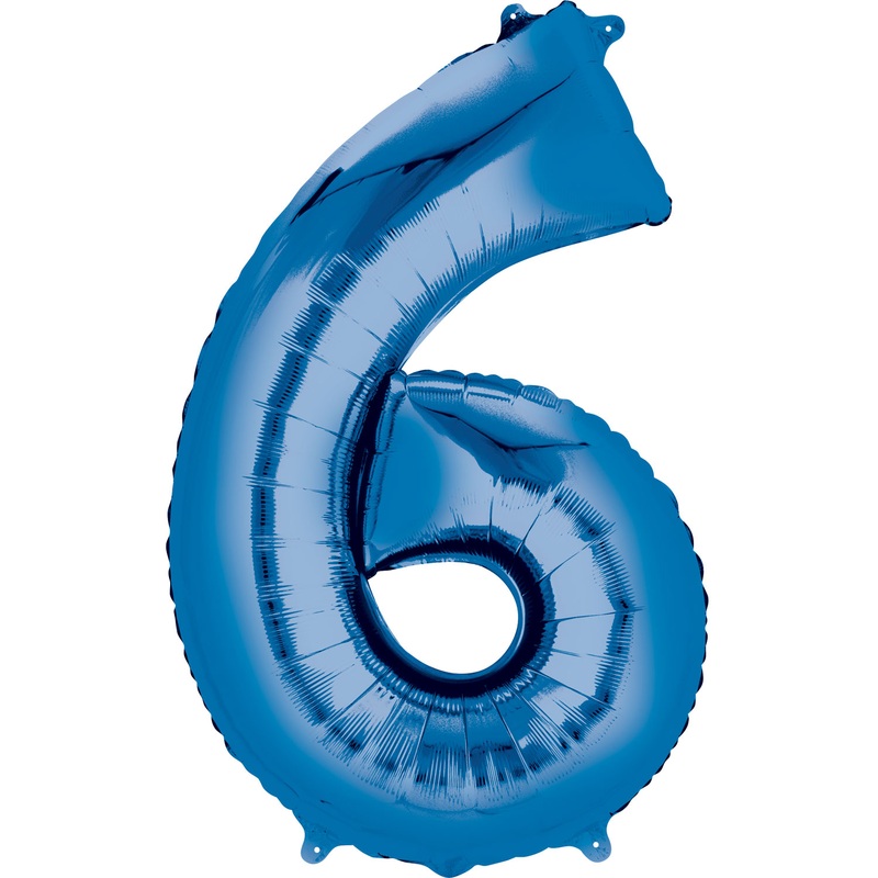 16 Number 6 Blue Air Fill Balloon