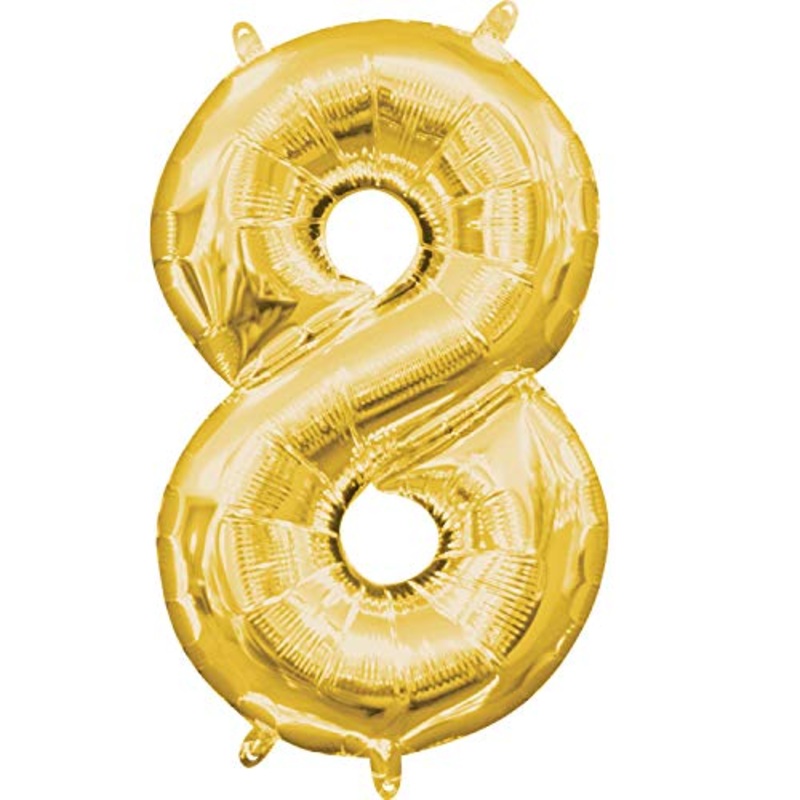 16 Number 8 Gold Air Fill Balloon