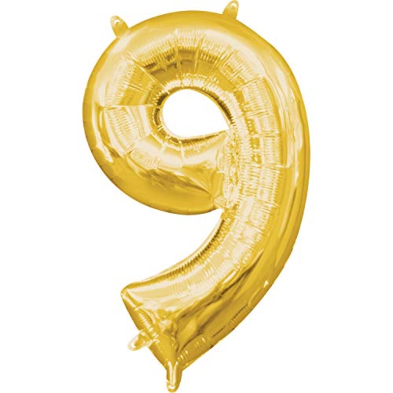16 Number 9 Gold Air Fill Balloon