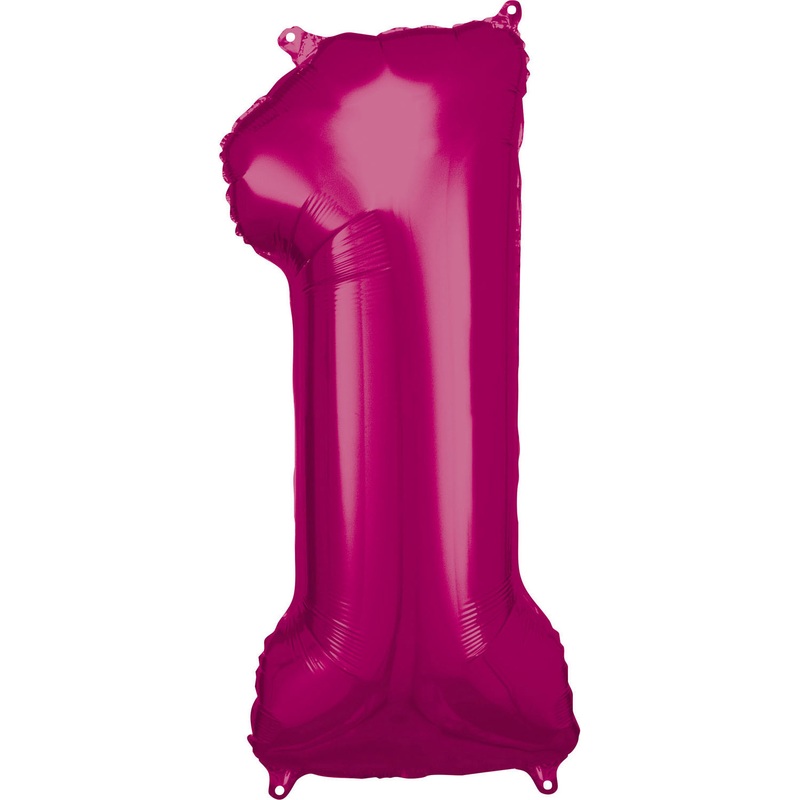 33'' Number 1 Pink Helium Fill Balloon