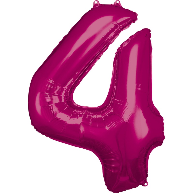 33'' Number 4 Pink Helium Fill Balloon