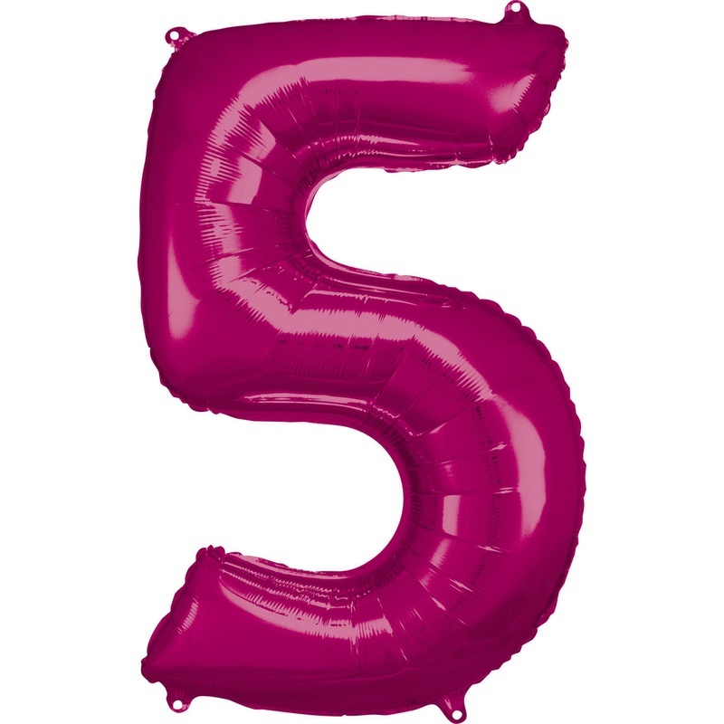 33'' Number 5 Pink Helium Fill Balloon