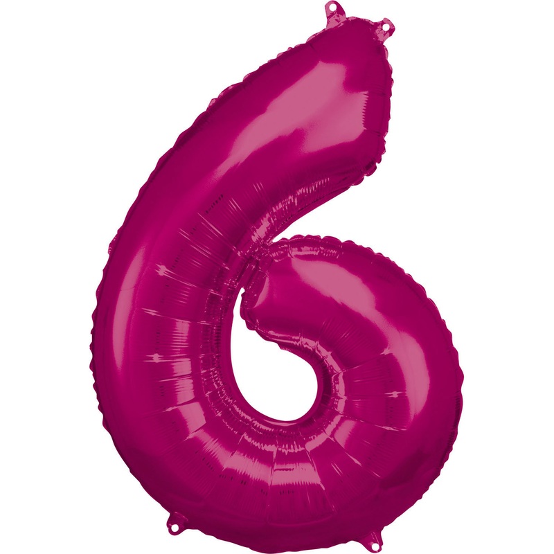33'' Number 6 Pink Helium Fill Balloon