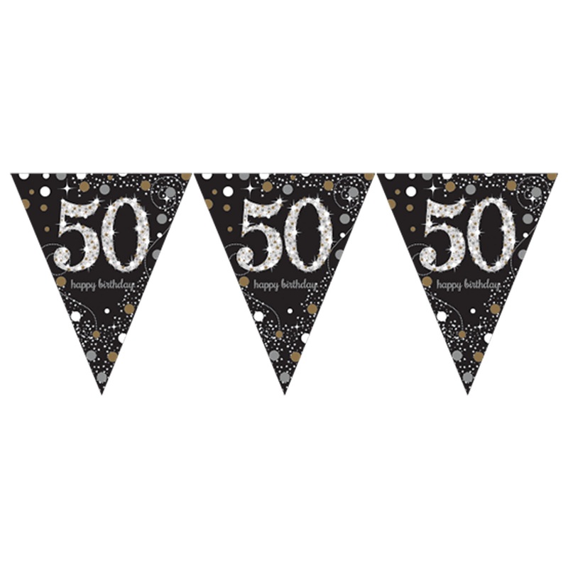 Gold Sparkling 50th Birthday Bunting