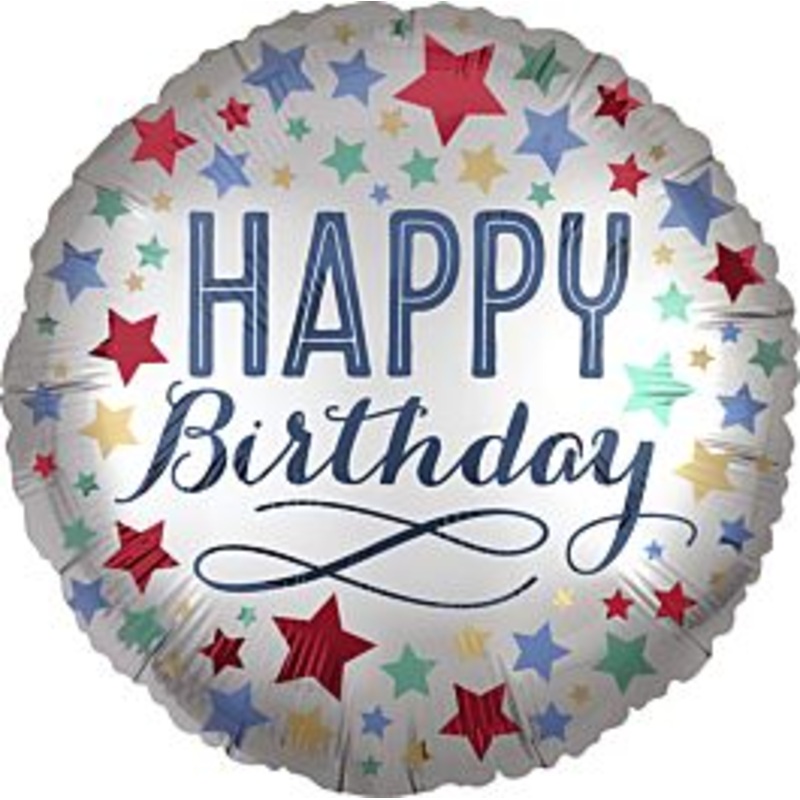 Happy Birthday Satin Stars Foil Balloons
