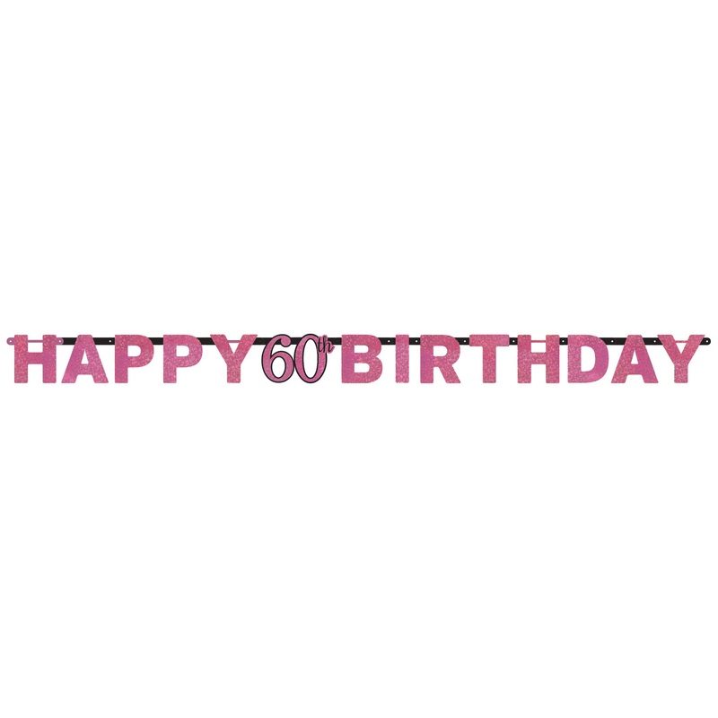 Pink Sparkling 60th Birthday Banners - 1.8m