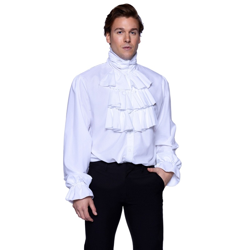 White Ruffle Front Shirt