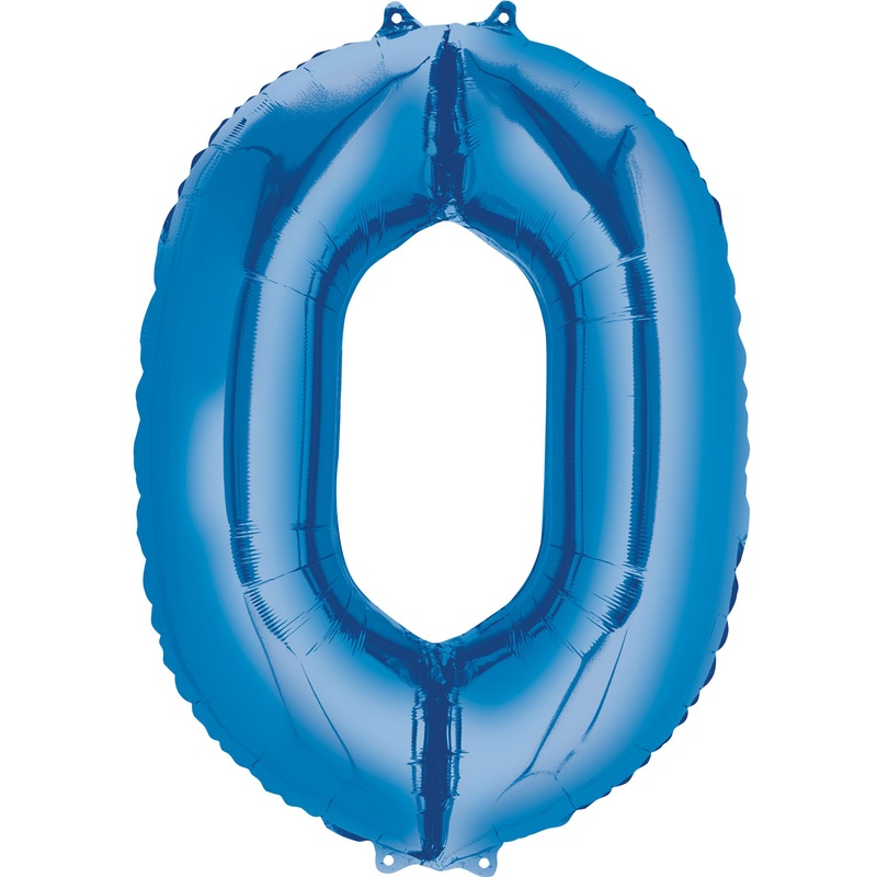16'' Number 0 Blue Air Fill Balloon