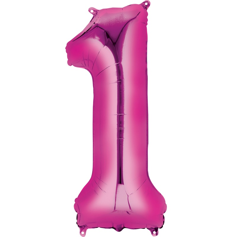 16'' Number 1 Pink Air Fill Balloon