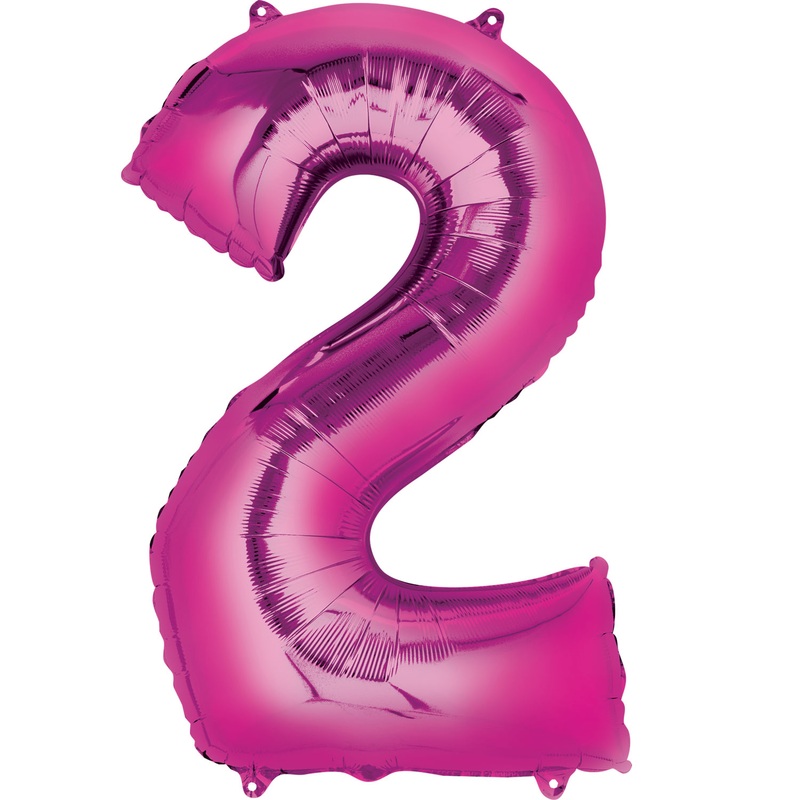 16'' Number 2 Pink Air Fill Balloon