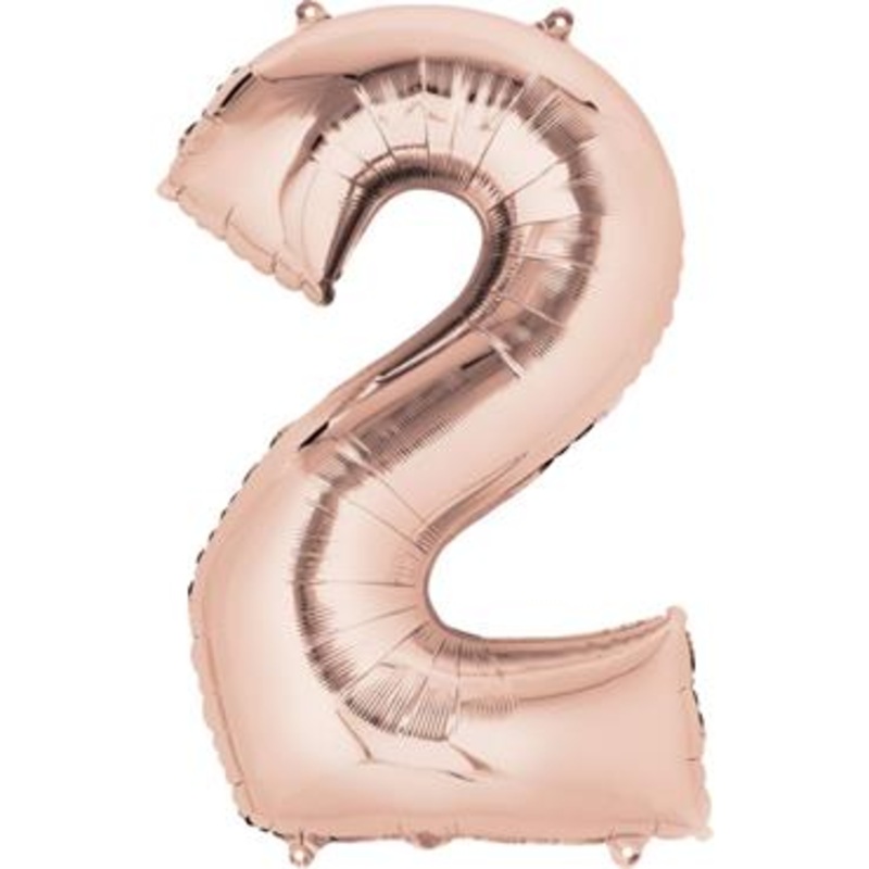 16 Number 2 Rose Gold Air Fill Balloon