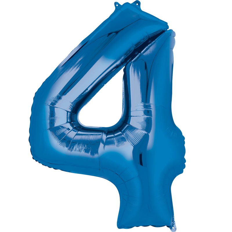 16'' Number 4 Blue Air Fill Balloon