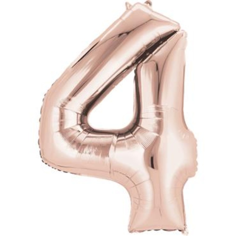 16 Number 4 Rose Gold Air Fill Balloon