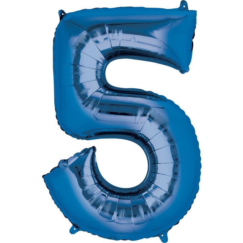 16'' Number 5 Blue Air Fill Balloon