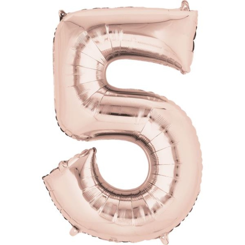 16 Number 5 Rose Gold Air Fill Balloon