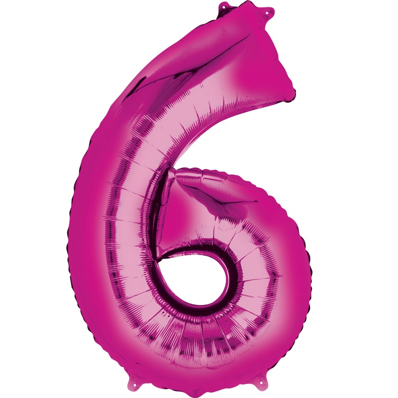 16'' Number 6 Pink Air Fill Balloon